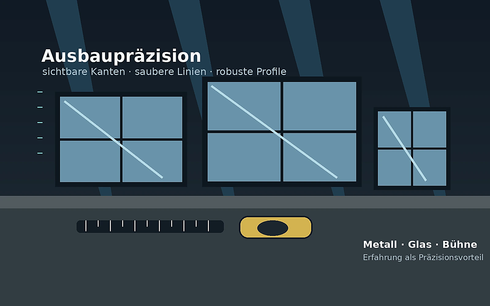 Werkstattpräzision mit Metallprofilen und Werkzeugen